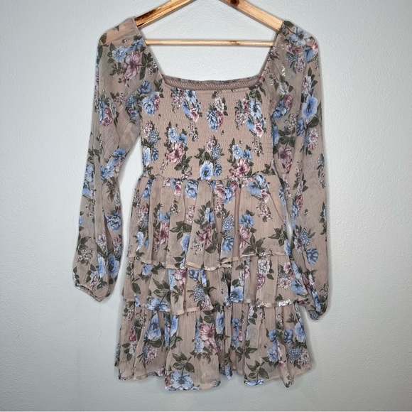 Madden NYC Floral Milkmaid Coquette Ruffle Smocked  Dress XS #3 - Picture 9 of 10